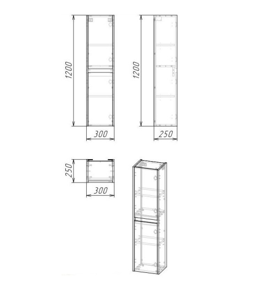 Шкаф-пенал подвесной Grossman СМАРТ-30 см, веллингтон/графит